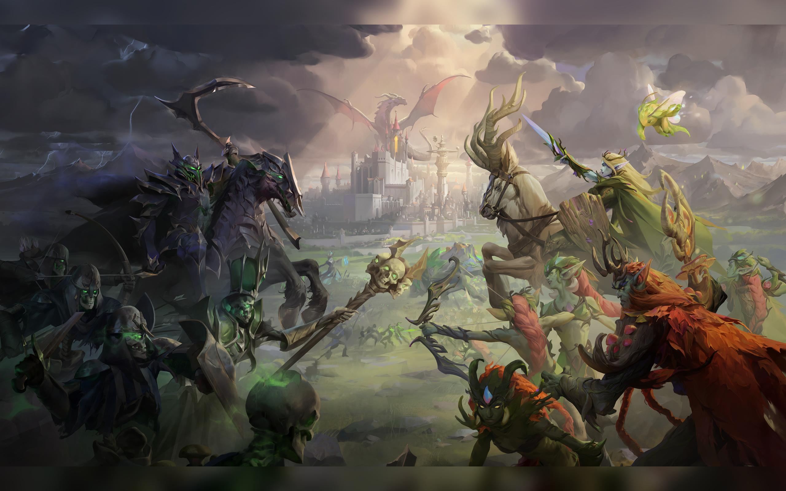 Эпичная битва между Фракциями Некрополис и Роща в Heroes of Might and Magic: Olden Era. Wallpaper.